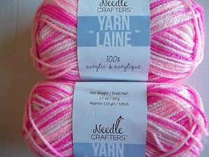 Needle Crafters buntes Acrylgarn, Zuckerwatte, Menge 2 (115 Yards pro Stück) - Bild 1 von 2