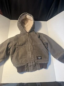 Walls Blizzard Pruf Canvas Work Jacket Youth Brown Size 4/5 Zip Hooded - Picture 1 of 9
