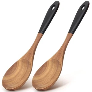 2 Pcs Large Wooden Spoons for Cooking Serving Spoon 12" Big Mixing Spoons for... - Picture 1 of 7
