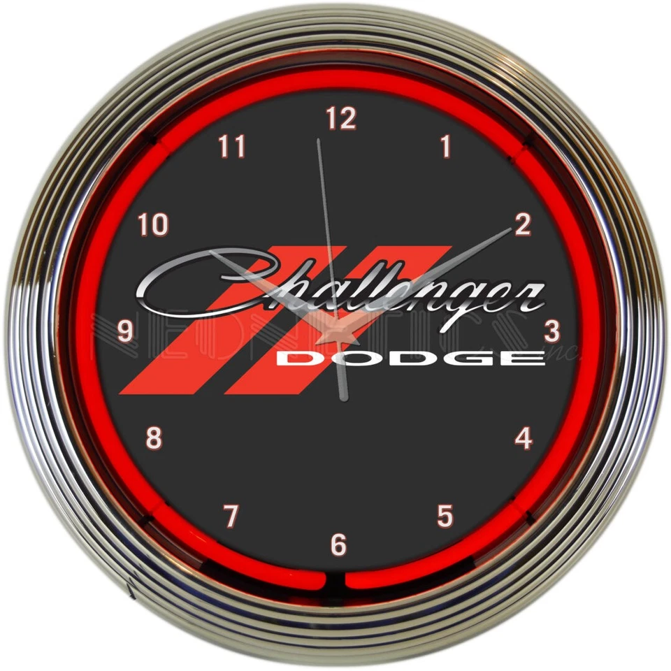 Dodge Challenger Neón Reloj Coches Sala de Juegos Sótano Mancave Arte de Pared Decoración Foto 1 de 1