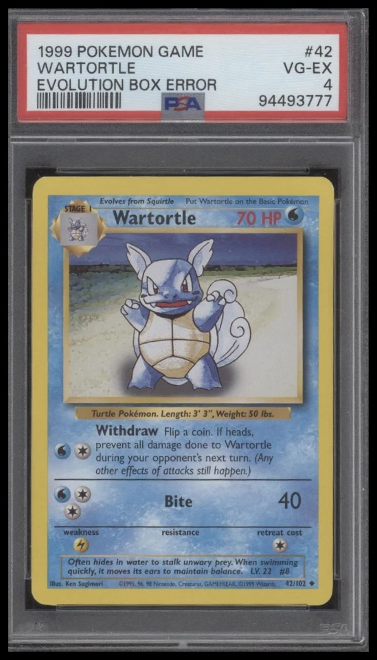 1999 WARTORTLE - PSA 4 - Pokemon Base Set Evolution Box ERROR 42 ENGLISH  - Image 1 of 2