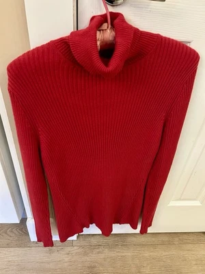 Relativity Red Sweater Turtleneck Ribbed Large - Image 1 of 4
