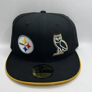 OVO x Pittsburgh Steelers New Era 59Fifty Fitted Hat Size 7 1/4 - Picture 1 of 7