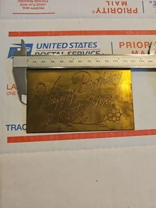 Neu Hermes Vintage Messing Gravurplatte Happy Birthday To You - Bild 1 von 2