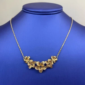 14K Gelbgold 17" Damen Seil Insel Blumen Tansanit Halskette 8,40 g - Bild 1 von 4