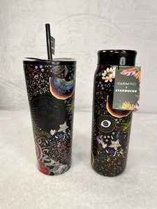 Starbucks Farm Rio Black Tropical Rainbow Tumbler & Edelstahl Trinkflasche - Bild 1 von 24