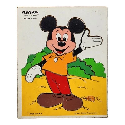 Rompecabezas de madera Playskool 190-05 Mickey Mouse y el pato Donald naranja juguete para niños Foto 1 de 2