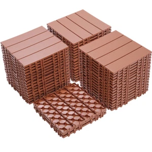 Pack of 44 Patio Interlocking Deck Floor Tiles 12"x12" Flooring Outdoor Garden - Picture 1 of 16