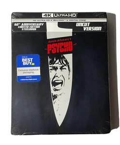 PSYCHO 4K STEELBOOK 4K Ultra HD +Blu-ray+ Digital 60th ANNIVERSARY Uncut Version - Picture 1 of 2