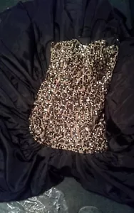 Vintage Costume? Prom? Formal? Cocktail? Pageant? Dress Black Gold Sequins Sz 4 - Picture 1 of 12
