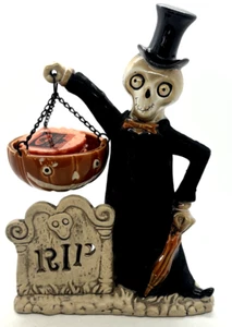Yankee Candle Skeleton Wax Warmer Boney Bunch w 2 Cider Web Tarts RIP Summerween - Picture 1 of 13