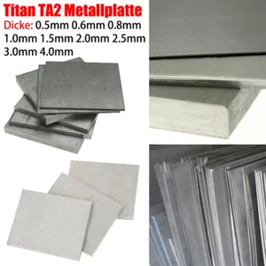 Titanblech TA2 Titanplatte Dicke 0.5-4mm Flachblech Titanlegierung 100/150/200mm - Picture 1 of 12