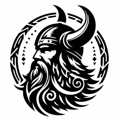 DIE WERBESCHEUNE Aufkleber Viking Wikinger Krieger Kopf Odins Son 23 x 26 cm - Auto Style