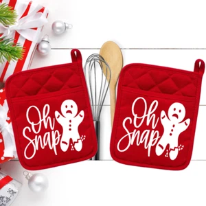 Oh Snap Gingerbread Man - Pocket Pot Holder - Oven Mitt - Hot Pad - 018 - Picture 1 of 1