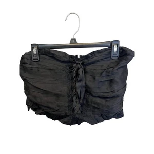 Free People Corset Style Strapless Black Silky Tie Lace Up Bralette New Size L - Picture 1 of 11
