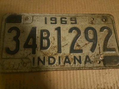 Matrícula Indiana 1969 vintage # 34 B 1292 Foto 1 de 2