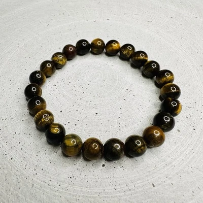 Armband Tigerauge Perlen 8 mm Naturstein Heilstein Schmuck Unisex Geschenk - Bild 1 von 4