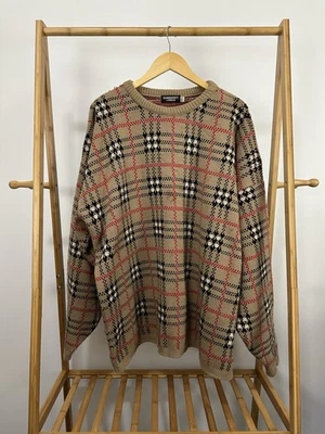Suéter de punto grueso de lana a cuadros Burberry London Nova de colección talla XXL Foto 1 de 4