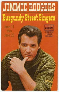 Jimmie Rodgers 1970 Burgundy Street NUGGET CASINO Reno NV POSTAL PUBLICITARIA - Imagen 1 de 2