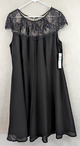 Neu LONDON TIMES WOMAN Gr. 20 W A-Linie Kleid schwarz ss Spitze gefüttert 0830 - Bild 1 von 6