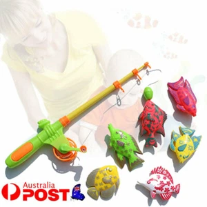 7PCS Rod Fish Set Fishing Toy Kids Bath Time Game Model Magnetic Baby AU Pole - Picture 1 of 12