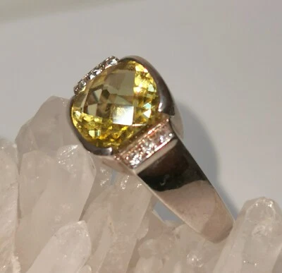 damen ring silber 925 Zirkonia und  Peridot Edelstein Gr. 62 - Bild 1 von 3