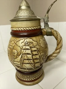 Avon Ceramarte Handcrafted Sailing naval Beer Stein Mug 1977 Made In Brazil - Picture 1 of 9