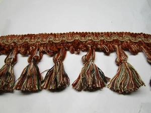 6 yards Tassel Fringe 3" BRICK-RED/RUST/BLACK/BEIGE Drapery Fabric Trim WIN40 - Picture 1 of 5