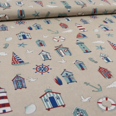 Dekostoff Nordsee Maritim Dekoration Tischläufer Vorhang Kissen (Preis=0,5m) - Bild 1 von 4