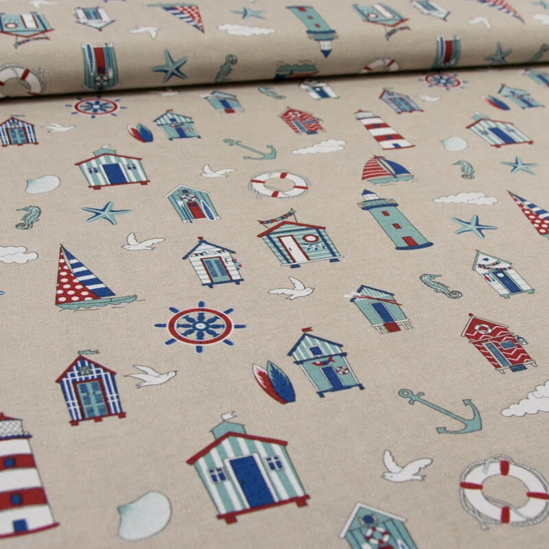 Dekostoff Nordsee Maritim Dekoration Tischläufer Vorhang Kissen (Preis=0,5m) - Bild 1 von 4