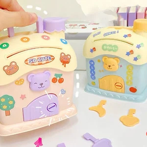 1x Cream House Plastic Shatterproof Coin Box Saving Bank Cute Kids Money Bank - Picture 1 of 14