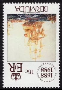 BERMUDA 1988 LLOYDS 18c, WATERMARK INVERTED, SG 566w, MINT NH, 2013 CAT. £10 - Picture 1 of 2
