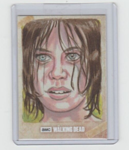 WALKING DEAD ROAD TO ALEXANDRIA MAGGIE SKETCH CARD BY ARTIST VICTOR MORENO  1/1!