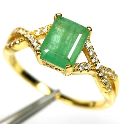 SHOLA Echt Natürlicher Grün Smaragd Ring Gr. 17,2 Sterlingsilber R770 - Bild 1 von 2