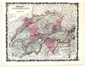 "SWITZERLAND" Antique original hand colored map 1860 - Picture 1 of 1