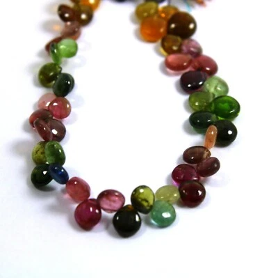 60 Ct Natural Multi Tourmaline Polished Heart 8 Inch Making for Necklace - Image 1 of 4