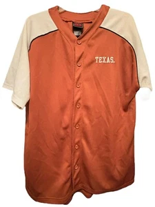 Genuine Stuff Burnt Orange White Texas Baseball Button Up Jersey Sz M Medium - Picture 1 of 6