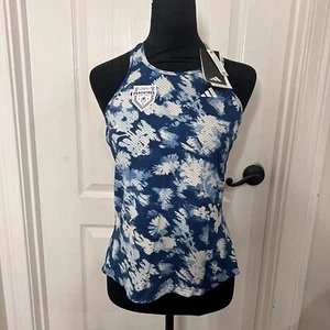 Adidas Womens Tank Top Blue Peachtree Road Race Own The Run Cooler Tank Top NWT - Picture 1 of 10