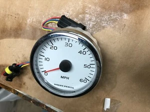 Volvo Penta White Faced EVC Speedometer0-60 MPH Part # VP3587441 - Picture 1 of 4
