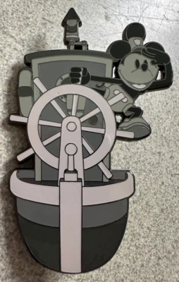 PIN STEAMBOAT WILLIE MICKEY MOUSE 3" JUMBO FANTASY BLACK WHITE GRAY - Image 1 of 3