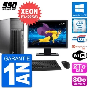 PC Tour HP Z230 Ecran 27" Intel Xeon E3-1225 V3 RAM 8Go SSD 2To Windows 10 Wifi - Imagen 1 de 8