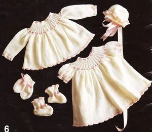 VINTAGE BABY RIBBON & FRILLS  LAYETTE 3 to 9 mths / 3ply - COPY knitting pattern - Picture 1 of 1