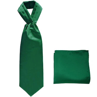 Nuevo Poliéster Sólido Hombre Completo ASCOT Corbata Corbata Conjunto Boda Verde Esmeralda Foto 1 de 3