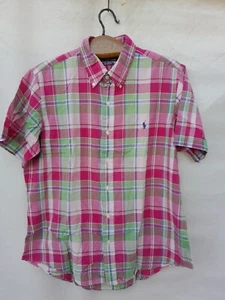 Polo Ralph Lauren Madras Check Shirt Mens Large Red Green Embroidered Logo - Picture 1 of 12