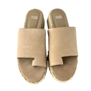 Coastal Eileen Fisher Tarry Toe Loop Espadrille Wedge Slide Sandals, Women 10 - Picture 1 of 7