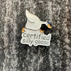 Certified Silly Goose Enamel Pin Running Duck Cartoon Brooch Lapel Backpack New - Picture 1 of 4