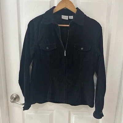 Chaqueta Sonoma Life + Style Pana Cremallera Completa Cuello Negra Para Mujer Talla Pequeña Foto 1 de 4