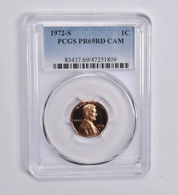 PR69 RD CAM 1972-S Lincoln Memorial Cent PCGS Blue Label - Image 1 of 4