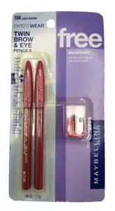NEW Maybelline Expert Eyes Twin Brow & Eye Pencils- LIGHT BROWN 104 - Picture 1 of 1