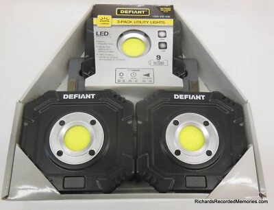 New Defiant 600 Lumens 3Pack Utility Lights Magnetic Hook LED Includes Batteries - Image 1 of 4